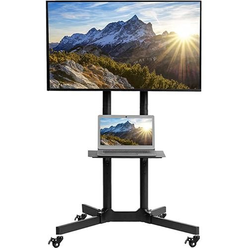 1500 Mobile/Rolling TV Cart with Lockable Wheels | Universal Floor Stand for 32-70 Inch LED & LCD TVs | Camera Rack & Heavy-Duty Wheels | Max 50Kg VESA Compatible