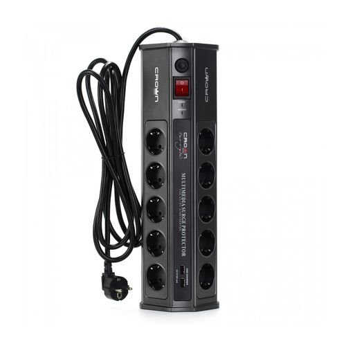 Crown Extension Surge Protector CMPS-10-BR | 10-Way Power Strip | Heavy Duty | 2M Cable | Kenyan Market