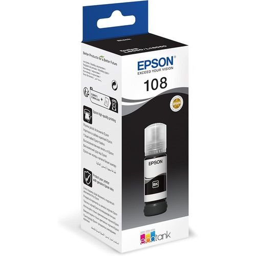 Epson 108 EcoTank Pigment Black Ink | High-Yield Original Ink Bottle | For Epson EcoTank Printers | Vibrant Professional Prints | Reliable, Cost-Effective Ink Solution