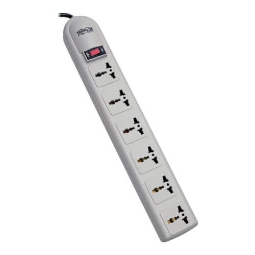 JSM 6 Port Extension Cable With Surge Protector | Heavy Duty Power Distribution | Multi-Device Protection | 2 Meter Cord Length