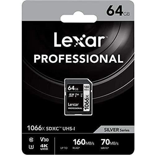 Lexar 64GB Professional 1066x UHS-I SDXC Memory Card | Silver Series | 160MB/s Read | High-Performance Secure Digital Storage