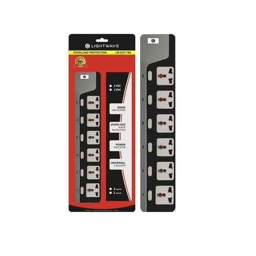 Lightwave 6 Way Surge Protector Extension 3M Cord Cable | Heavy Duty Power Strip | Kenya Certified Safe | 6 Sockets | Overload & Surge Protection | 3m Power Cable