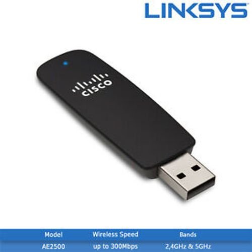 Linksys AE2500 N600 Dual-Band Wireless-N USB Adapter | Fast WiFi Connectivity | Dual-Band Performance | Plug-and-Play USB Adapter