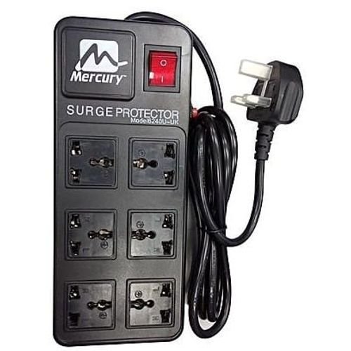 Mercury Surge Protector 6240U Surge Secure Power Extension Box | 6 Universal Sockets | 4 USB Fast Charging Ports | Advanced Surge Protection | 2m Power Cord