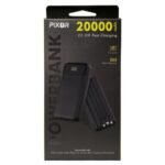 PIXOR Power Bank 20000mAh (12W) with Built-in Lightning & USB-C Cables | 4 Outputs | Fast Charge | PixorPB-2012BK - Image 3