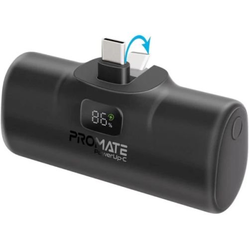 Promate PowerUp-C 5000mAh Compact USB-C Power Bank | Ultra-Slim Portable Charger | Fast Charge | USB-C Input & Output | Universal Compatibility
