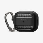 Spigen AirPods Case Rugged Armor | Premium Shock-Absorbing Protection | Carbon Fiber Detailing | Keychain Included