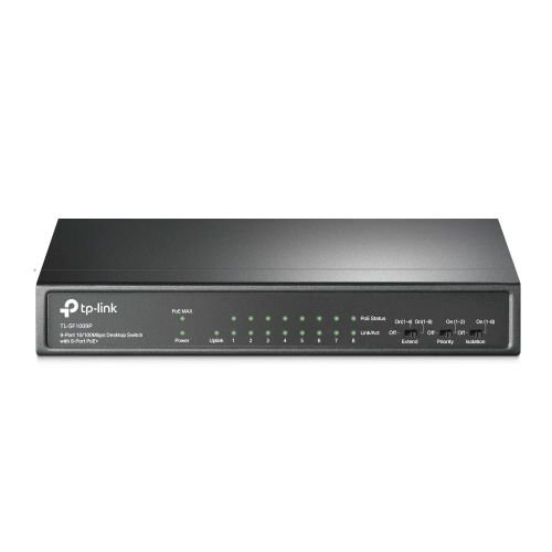 TP-Link 9-Port 10/100Mbps Desktop Switch with 8-Port PoE+ | 65W Power Budget | Plug and Play | TL-SF1009P