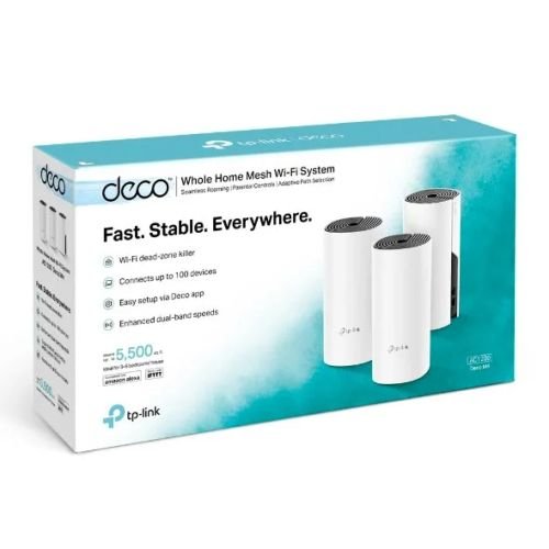 TP-Link Deco M4 AC1200 Whole Home Mesh Wi-Fi System (3 Pack) | Seamless Mesh Coverage | Dual-Band | Parental Controls | App Management | TL-DECO M4 (3-PACK)