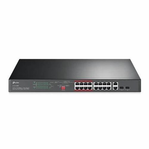 TP-Link TL-SL1218MP 16-Port 10/100 Mbps + 2-Port Gigabit Rackmount Switch | PoE+ Support | Enterprise Network Expansion | Reliable Performance