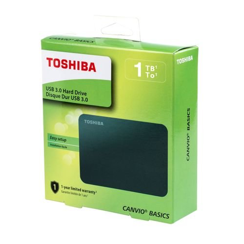 Toshiba 1TB (1000GB) USB 3.0 External Hard Disk Drive | High-Speed Portable Storage | Plug & Play | Data Protection | Black