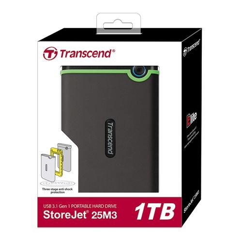 Transcend 1TB StoreJet External Hard Disk | Portable Data Storage | USB 3.1 Gen 1 | Durable Anti-Shock Case | Fast Backup Solution Kenya