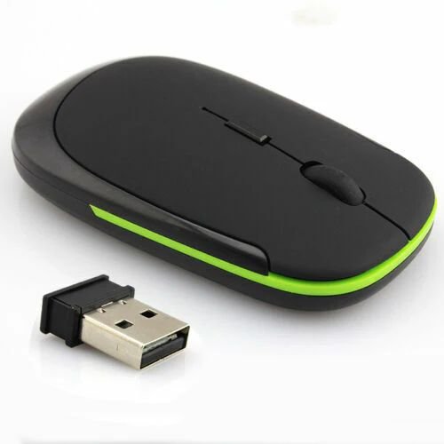 G115 2.4G Wireless Mouse | 2.4GHz Optical Mouse for PC, Mac, Laptop, and Desktop | Black with Green Stripe