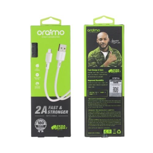 Oraimo Data Cable Type-C 2 Meter | Fast Charging OCD-C56 White | Durable & High-Speed Sync | Universal Compatibility