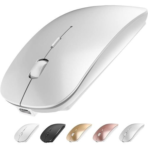 Slim Rechargeable Bluetooth Mouse Silent Click | Ultra-Thin Wireless Mouse | Quiet Operation | Rechargeable Battery | Multi-Device Compatible